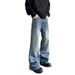 Nordmann American High Street Vibe Flared Jeans For Men Loose Wide-Leg Casual Trendy Brand Design Lightning Pattern Long Pants_mkmklike.com