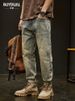 Men's Distressed Straight-Leg Jeans – Vintage Washed Denim With Ripped Details (Light Blue, Sizes 28-36)_mkmklike.com
