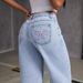 Women's Clothing Bow Embroidered Jeans For Women Sweet And Spicy Style High Waist Straight Pants Loose Casual Trousers_mkmklike.com