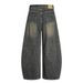 Punk Vintage Washed Denim Scimitar Men's Long Street Style Mud-Dyed Ripped Loose Wide-Leg Sickle Pants_mkmklike.com