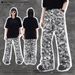 Men's Clothing casual pants camouflage dirty dye loose hand destroyed trouser legs casual straight stacked canvas long pants_mkmklike.com