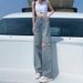 High Waist Straight Ripped Jeans Summer Thin 2022 New Loose Draped Wide Leg Floor-Length Pants For Women_mkmklike.com