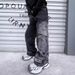 American Retro Deconstruction Tooling Jeans Spring And Summer Splicing High-end Straight Loose Long Pants Men's_mkmklike.com