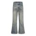 Men's Vintage Style Flared Washed Wave-Pattern Loose Straight Leg Jeans With Fleece Lining Fashion Trends_mkmklike.com
