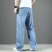Large Size Men's Clothing Large Straight Cotton Jeans Men's Retro Loose American Style Jeans Men's Long Tube Wide-footed Pants Men_mkmklike.com