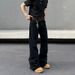 Women's Bootcut Black Flared Jeans - High Waist Straight Leg Denim Pants For Casual Wear, Stretchy Comfort Fit, Classic Vintage Style_mkmklike.com