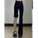Flared Jeans For Women 2024 New Spring Autumn High Waist Slim Fit Petite Black Bootcut Pants_mkmklike.com