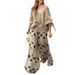 Women's Clothin fashion oblique collar one shoulder high waist casual printed pants suit for women_mkmklike.com