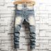 Vintage Washed Denim Jeans For Men - American High Street Slim Straight Fit With Distressed Details & Classic Five-Pocket Design_mkmklike.com