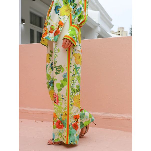 Women's Clothing new printed holiday long sleeved two piece suit INS loose casual trousers suit _mkmklike.com