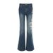 Autumn/Winter Low Waisted Women's Jeans Rose Embroidery Flared Slimming Trousers Casual Export Clothing with Pockets_mkmklike.com