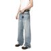 Men's Korean Style Washed Straight Loose Fit Vintage Distressed Denim Pants For Casual Streetwear_mkmklike.com