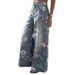 Women's Printed Wide-Leg Jeans – High-Waisted Loose Fit Denim Pants For Bold Streetwear Looks_mkmklike.com