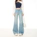 Early Spring Style Loose-fitting, Non-tight-fitting Light-colored Women's Jeans With A Slight Flare, High-waisted,_mkmklike.com