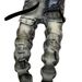 Men's Clothing American Streetwear Washed Straight-Leg Jeans – Relaxed Fit Multi-Pocket Pants (Matcha, S-XXXL)_mkmklike.com