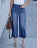 Women's Clothing Relaxed Wide-Leg Jeans For Women - Mid Rise, Stretch Denim, 9/10 Length In Classic & Trendy Colors (Black/White/Army Green)_mkmklike.com