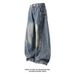 Men's Vintage Wide-Leg Jeans – Retro Blue & Black, Relaxed Fit, High Waist With Button Fly, Streetwear Essential_mkmklike.com