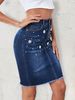 Women's Clothing Fashion pearl flower craft skinny denim half skirt girl_mkmklike.com
