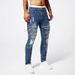 Men's Slim Fit Distressed Ripped Stretchy Jeans European American Style Retro Long Pants_mkmklike.com