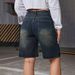 Women's Vintage Washed Denim Shorts – Relaxed Fit Mid-Thigh Length | Euro/US Sizing (XS-XXL) | Light Blue Casual Style_mkmklike.com