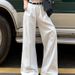 White Wide-leg Jeans Women's Trend Versatile New High-waisted Thin Pleated Lazy Drape Straight Floor-mopping Trousers_mkmklike.com