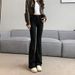 Black Flared Jeans For Women, High-waisted, Autumn/winter 2026 New Vintage Style, Fleece-lined, Stretchy, Slim-fit,_mkmklike.com