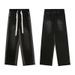 Men's Black Washed Denim Pants – Vintage Straight-Leg Jeans For Urban Streetwear & High Fashion Styling (S-3XL, Charcoal Black, Mid-Rise)_mkmklike.com