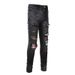 European And American Trend Men's Pants Slim Stretch Digital Patch Ripped Jeans Men's Fashion Men's Small Leg Pants Men's 8638_mkmklike.com