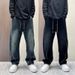 Spring Men's Clothing Casual Wide Leg Pants Trendy Design Large Pockets Drawstring Elastic Waist Jeans_mkmklike.com