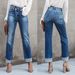 Factory direct sales 23 years of foreign trade, European and American cross border new style urban casual washed women's straight denim pants 3203_mkmklike.com