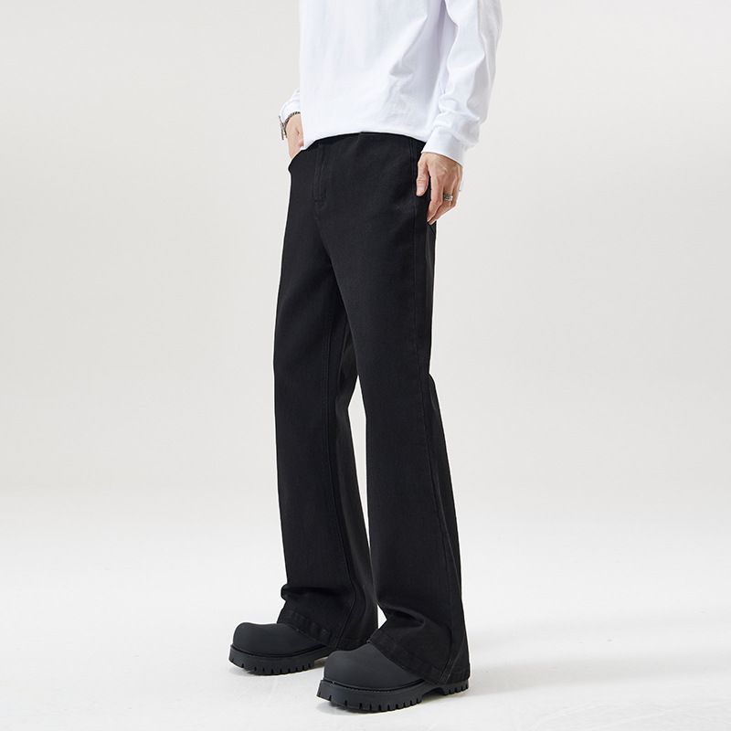 LKTM High Street Black Curved Flare Jeans Men's Wear Archer0603 Trendy Floor Length Pants for Men And Women_mkmklike.com