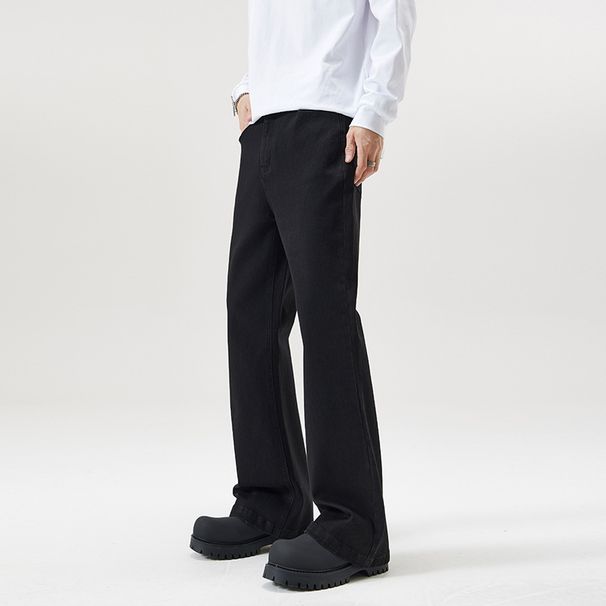 LKTM High Street Black Curved Flare Jeans Men's Wear Archer0603 Trendy Floor Length Pants for Men And Women_mkmklike.com