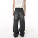 Men's Vintage Wide-Leg Jeans – Retro High Waisted Loose Fit Denim Pants For Summer, Casual Streetwear With Distressed Wash_mkmklike.com