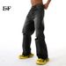 EF JEANS | 2024 New Street Fashion Knife Cut Ripped Feature Straight Jeans Trendy Black And Grey Casual Pants_mkmklike.com