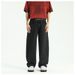 American Curved Knife Jeans Men's Trendy Washed Straight Casual Loose Wide Leg Long Pants Cleanfit_mkmklike.com