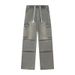 Men's Pleated Workwear Jeans – Double 3D Pocket Retro Denim Pants With Distressed Wash, Relaxed Fit & Vintage Stitching, Wide-Leg Casual Trousers_mkmklike.com