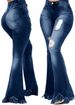 Exclusive Cross-border : 2022 New European And American Women's Jeans, High-stretch Ripped Denim Bell-bottom_mkmklike.com