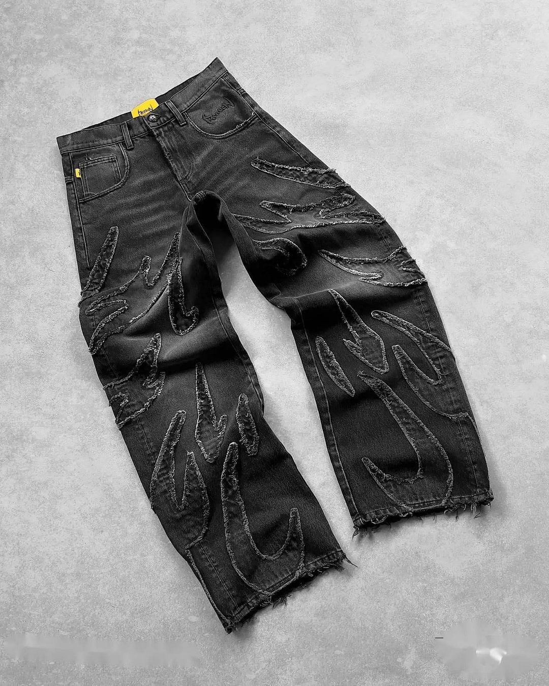 Men's Retro Bat Pattern Embroidery Loose Jeans Harajuku Style Street Fashion Slouchy Pants_mkmklike.com