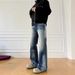 Men's Clothing Men Women Washed Distressed Jeans High Street Vibe Loose Casual Straight Leg Flared Wide Leg Pants_mkmklike.com
