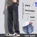 Retro Elastic Denim Loose Straight Faionable Mid Waist Zipper Fly High Rise Effectiven Men's Jeans_mkmklike.com