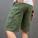 Men's Army Green Denim Shorts Mid-Length Summer Straight Leg Cargo Pants Multi Pocket Trousers in Stock_mkmklike.com