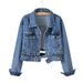 Women's Clothing Vintage Denim Jacket For Women - High Waist Black Cropped Denim Jacket With Retro Hong Kong Style_mkmklike.com