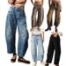 Women's Relaxed Straight Leg Jeans – Mid-Rise Comfort Denim With Vintage Wash & Animal Print Options (S-XXL)_mkmklike.com
