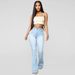 Women's High Waist Wide Leg Denim Pants - Comfortable Stretch Cotton Casual Trousers For Plus Size & Petite (Black, Gray, Light Blue, Navy, White)_mkmklike.com