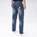 Men's Ripped Jeans Straight Leg Non Elastic Motorcycle Street Chic Blue Denim Pants Slim Straight Leg Pants_mkmklike.com