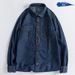 Northfold Pure Cotton Denim Long Men Fashion Youth Top Short Sleeve Student Jacket Teen Shirt Trendy_mkmklike.com