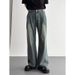 Retro Pleated Jeans Men's Washed And Old Loose Straight Wide-leg Pants_mkmklike.com