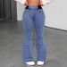 NY107 High Elastic Flared Jeans Women's Slim Fit Denim Jeans Solid Color Street Style with Pockets Long Pants Hot Style_mkmklike.com