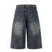 Vintage Americana Star Patch Embroidered Distressed Denim Capri Pants For Men And Women, High Street Summer Wide Leg Cropped Trousers_mkmklike.com