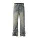 Painted Distressed Jeans Men's High Street Trend Hip Hop Ins Washed Vintage Casual Loose Straight Long Pants_mkmklike.com
